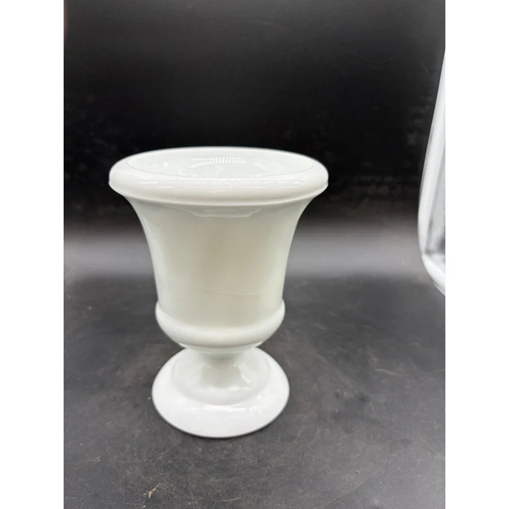 Vintage Milk Glass Pedestal Vase White Footed Urn Flared Rim 6.25 Inch